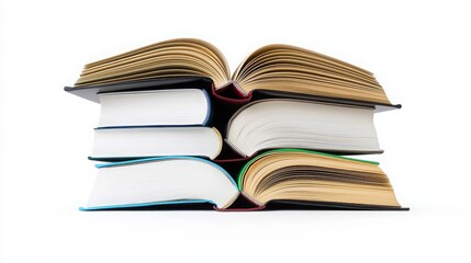 Stack of Books on White Background