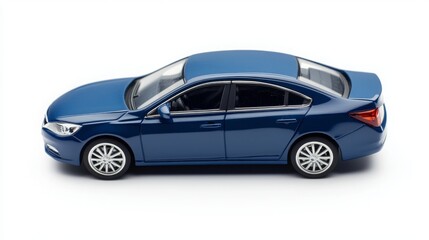 Blue Sedan Model Car Side View
