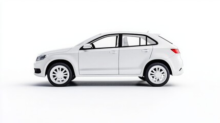 White Car Side View with Clean Background