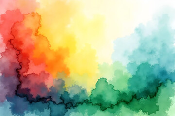 Watercolor Abstract Rainbow Background in style of expressive textured design For Backdrops with Copy Space, green and teal hues