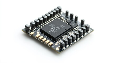 High-Quality Close-Up of a Computer Microchip on a White Background