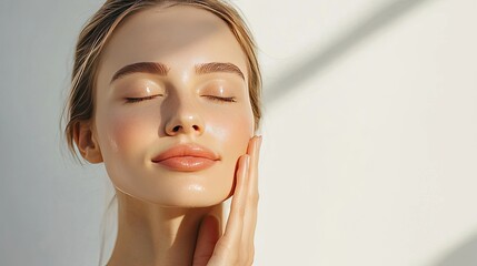 Young Woman with Glowing Skin and Natural Beauty in Soft Light