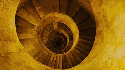 Fototapeta premium Spiral Staircase Design in Warm Yellow Tones for Architecture Lovers