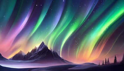 Obraz premium Northern lights wallpaper. Abstract bright background with northern lights elements