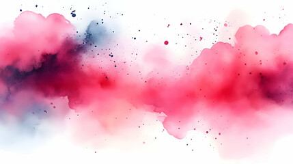 A vibrant abstract watercolor splash in shades of pink, red, and blue, ideal for backgrounds.