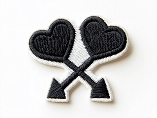 Fototapeta premium Elegant Valentine Hearts & Arrow Embroidery Patch
