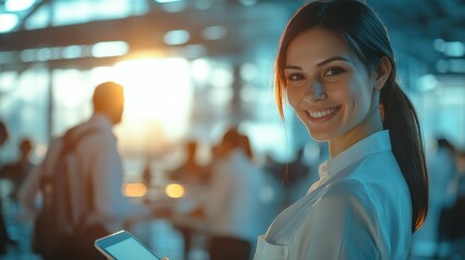The Smiling Businesswoman with Tablet