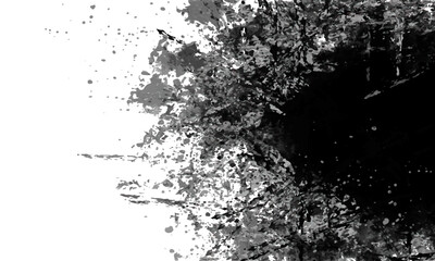 Black ink brush strokes on white background. Monochrome grunge texture. Vector illustration