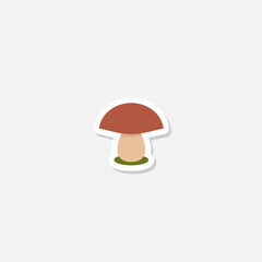 Mushroom simple icon sticker isolated on gray background