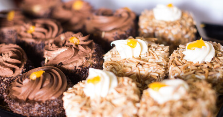 Delicious cakes with hazelnut cream