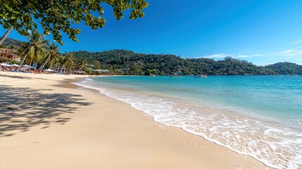 Beach relaxation experience tropical island scenic photography clear waters sunny day travel...