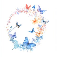 A vibrant collection of colorful butterflies in a circular design, symbolizing transformation.