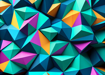 Obraz premium 3D triangle mosaic with vivid colors / Mosaico de triángulos 3D con colores vivos