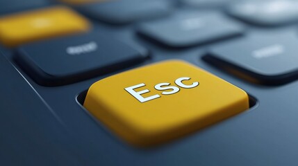 Close-Up of Yellow Escape Key on Modern Dark Keyboard