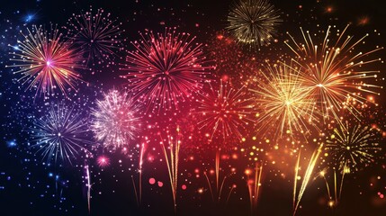 Fototapeta premium Vibrant Fireworks Celebration Night Sky Display