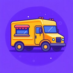 A Yellow Food Truck with Red Awning