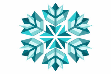 blue separated geometric snowflakes set of different shapes ornament design with clean lines and sharp edges. A modern and minimalistic winter decoration suitable for holiday displays.  Isolated