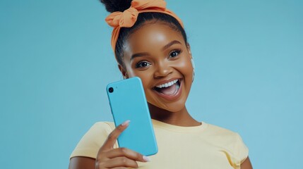The Happy Woman with Smartphone