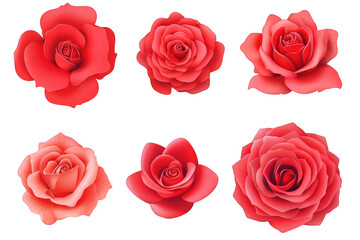 Naklejka premium Six Red Roses Displayed Against A Black Background, on transparent background