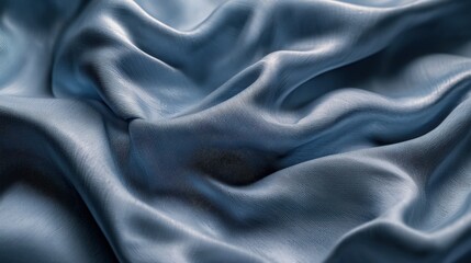 Obraz premium Textured blue fabric draping gracefully with soft folds and gentle waves