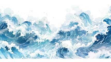 Watercolor ocean waves in light blue as vector illustration design, abstract hand-drawn water texture for wall art print, wallpaper mural and poster template.