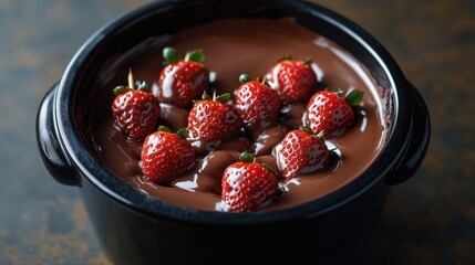 Indulgent chocolate fondue with fresh strawberries perfect for dessert gatherings