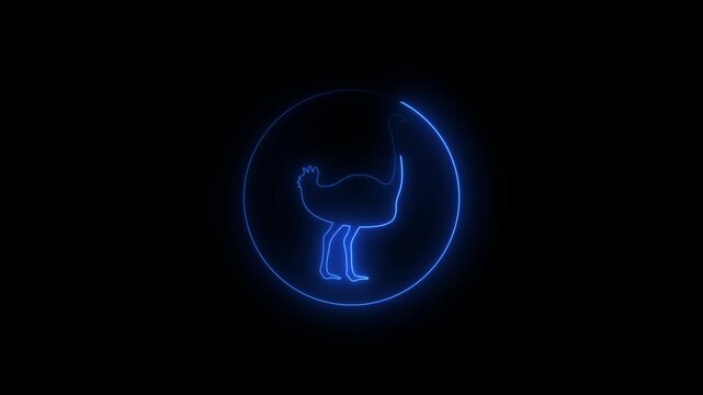 ostrich neon sign, modern glowing banner design, colorful modern design trend on black background.