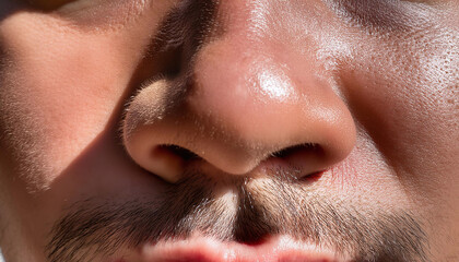 Fototapeta premium Stylish Minimalism - An extreme close-up shot of the nose: The focus is entirely on the nose, showcasing its smooth contours and natural shape
