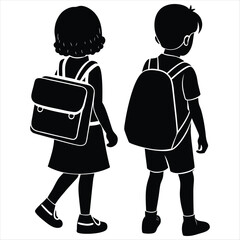 Cartoon children going back to school