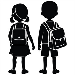 Cartoon children going back to school