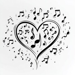 Fototapeta premium Musical Notes Encircling a Heart Shape Design