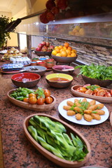 Carefully prepared buffet breakfast at a hotel
