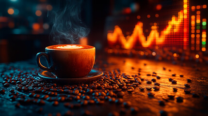 Global trade coffee. Cup of coffee and money.