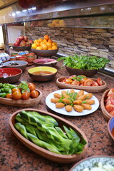 Carefully prepared buffet breakfast at a hotel
