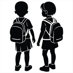 Cartoon children going back to school