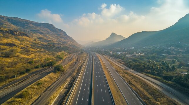 national highway48 in beautiful winter season lonavala hills drone view in maharashtra