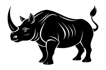 Silhouette of a charging rhinoceros