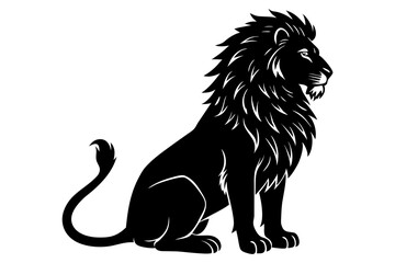 Silhouette of a regal lion sitting majestically