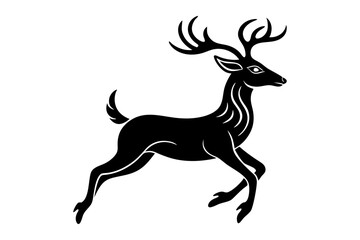 Black silhouette of a leaping deer