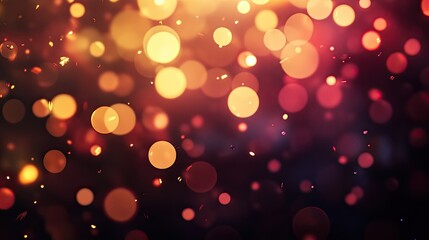 Abstract Valentine design featuring scattered hearts and bokeh lights in warm romantic hues.