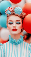 Obraz premium Vibrant circus portrait outdoor event colorful environment close-up view joyful concept