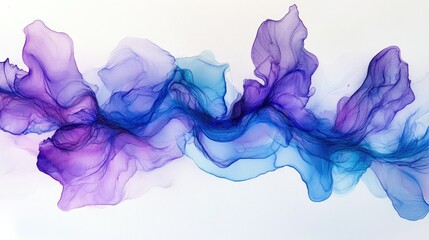 Fototapeta premium Abstract water swirl with purple and blue ink creating fluid shapes and textures, offering a sense of depth and mystery.