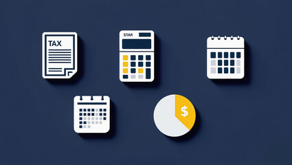 Minimalist Tax Season Icons with Solid Background
