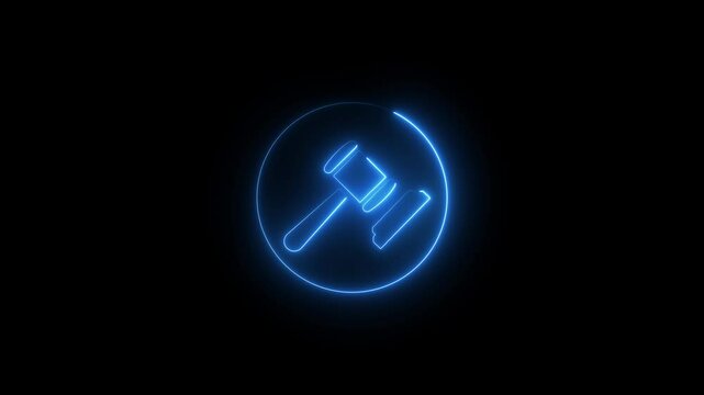 neon lune Gavel, law neon icon. Elements of Law & Justice set. Simple icon for websites, web design, mobile app, info graphics