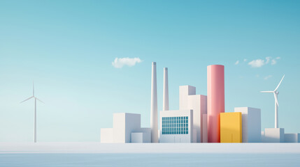 Fototapeta premium minimalist design of futuristic factory powered by renewable energy sources