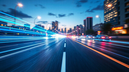  Vibrant futuristic 3D rendering of a  fast road