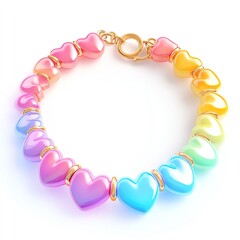 Obraz premium A vibrant heart-shaped bracelet showcasing colorful pastel hues and a golden clasp.