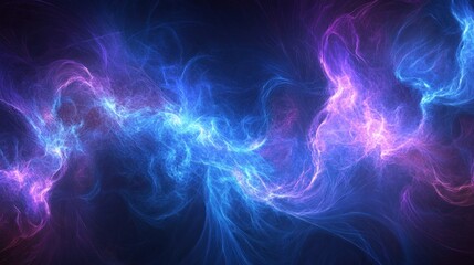 Fototapeta premium Abstract swirling blue and purple nebula, cosmic energy, vibrant galaxy.