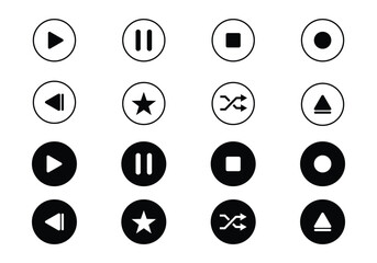 Customizable Vector Icons of Media Player Buttons , Pause, Stop, Play, Forward, Rewind.