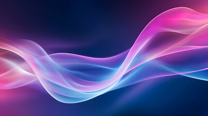 Naklejka premium 3D abstract background with dynamic, twisting ribbons of light, glowing neon hues of pink, purple, and blue, creating a futuristic, flowing atmosphere